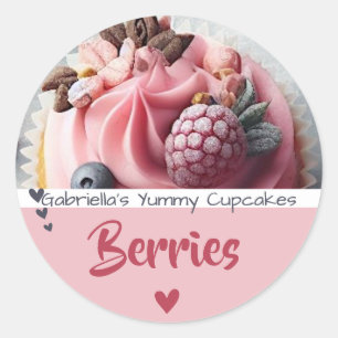Vibrant Pink Cupcake Cake Baking Photo Label