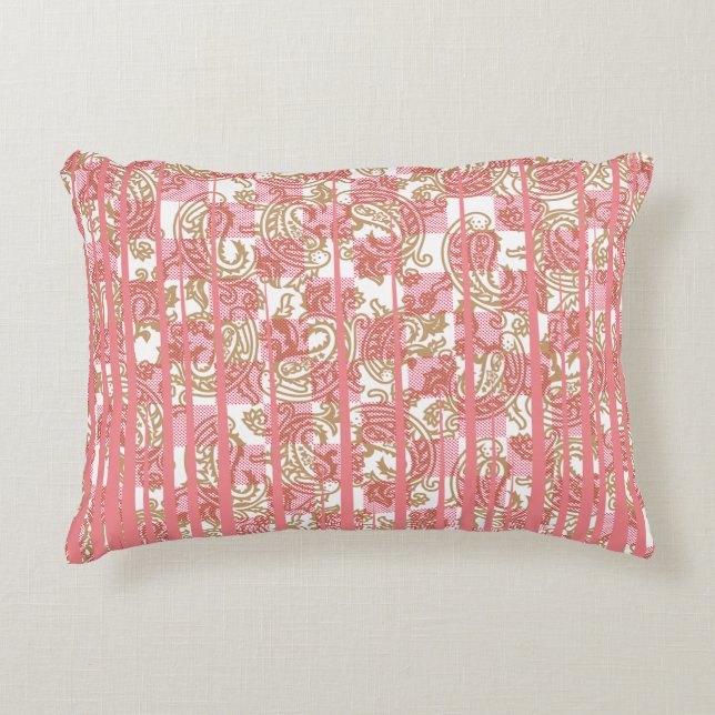Vibrant pink fabric featuring intricate floral pat accent pillow (Front)