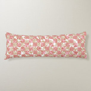 Vibrant pink fabric featuring intricate floral pat body pillow