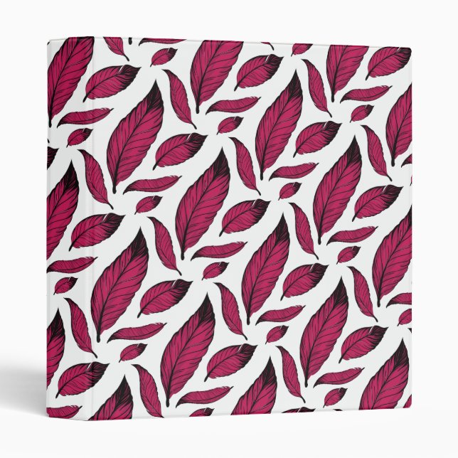 Vibrant Pink Feather Pattern Binder (Front/Spine)