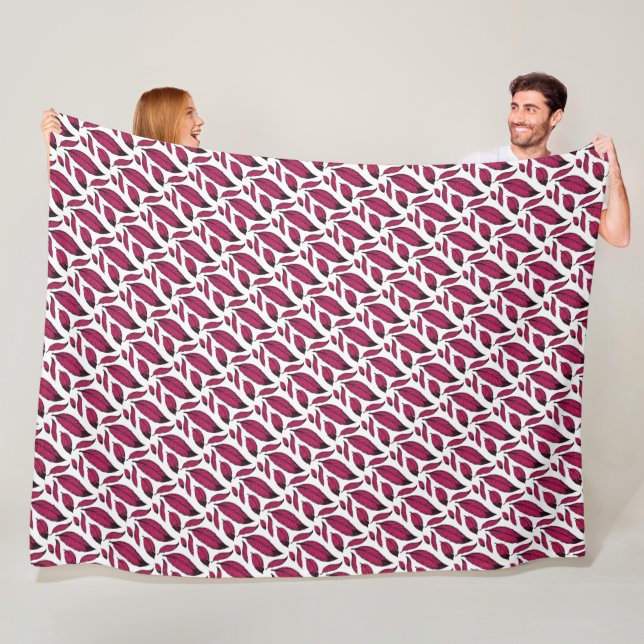 Vibrant Pink Feather Pattern Fleece Blanket (In Situ)