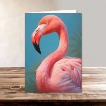 Vibrant Pink Flamingo on a Sky Blue Background