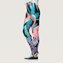 Vibrant, Pink Flamingo print leggings