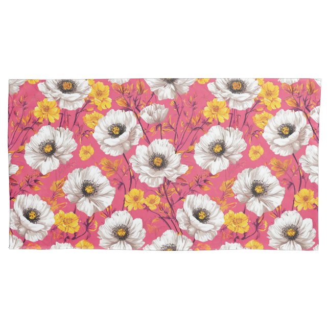 🌸 Vibrant Pink Floral Bold Home Style 🌸 Pillowcase (Front)