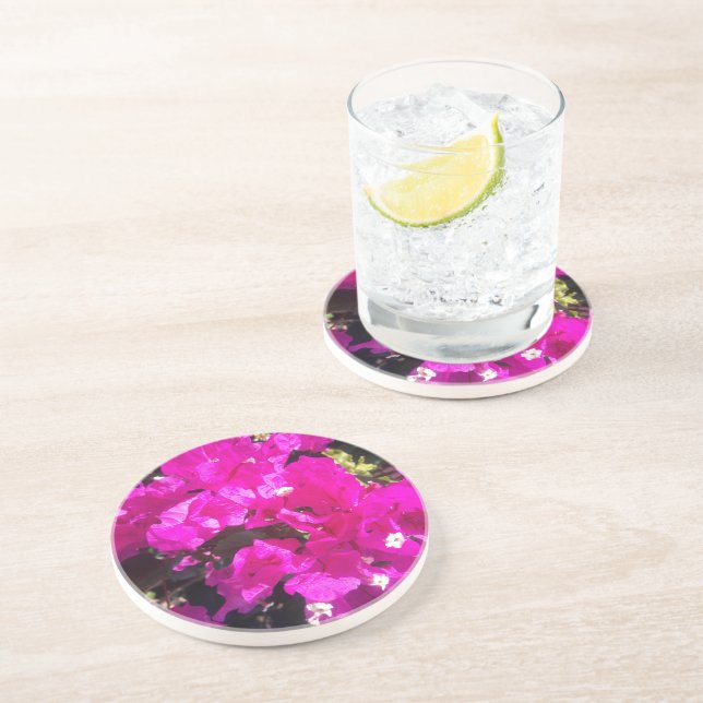 Vibrant Pink Floral   Coaster (Side)
