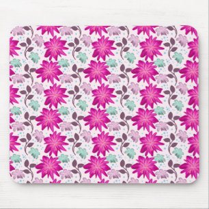 Vibrant Pink Floral Pattern Bold Modern Flowers Mouse Pad