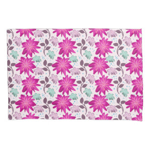 Vibrant Pink Floral Pattern   Bold Modern Flowers  Pillowcase
