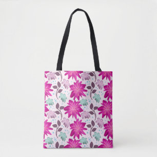 Vibrant Pink Floral Pattern   Bold Modern Flowers  Tote Bag