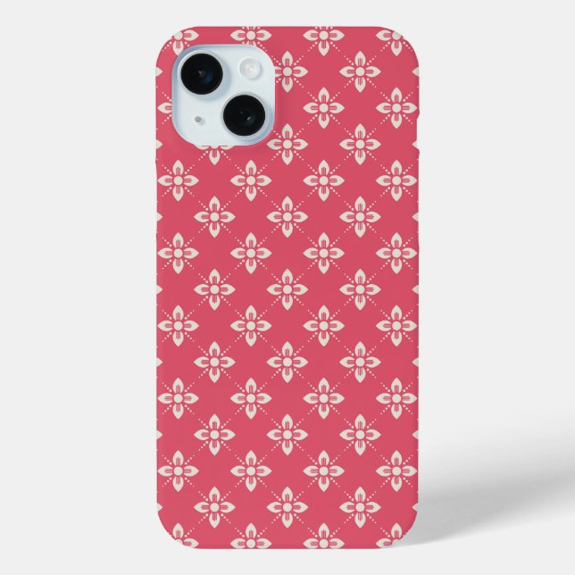 Vibrant Pink Floral Pattern with Geometric Flowers Case-Mate iPhone Case (Back)