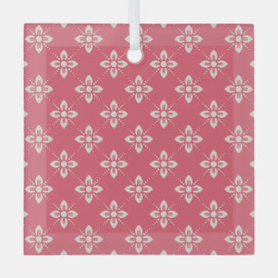 Vibrant Pink Floral Pattern with Geometric Flowers Glass Ornament