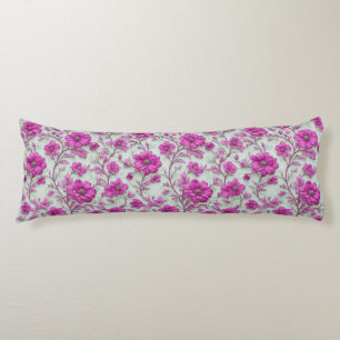 Vibrant Pink Floral Pattern With Magenta Flowers Body Pillow