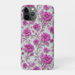 Vibrant Pink Floral Pattern With Magenta Flowers iPhone 11 Pro Case