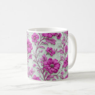 Vibrant Pink Floral Pattern With Magenta Flowers Coffee Mug