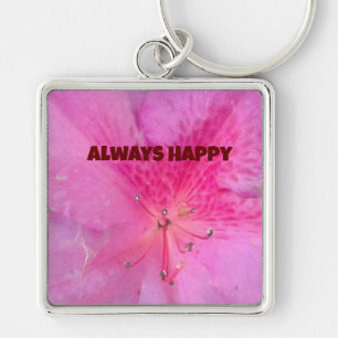 Vibrant Pink Flower Premium Square Keychain