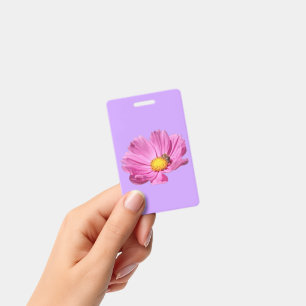 Vibrant Pink Flower With A Bee On A Summer Day Cut Badge