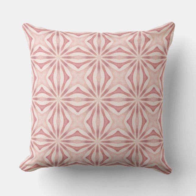 Vibrant Pink Geometric Mediteranean Inspired Throw Pillow (Front)