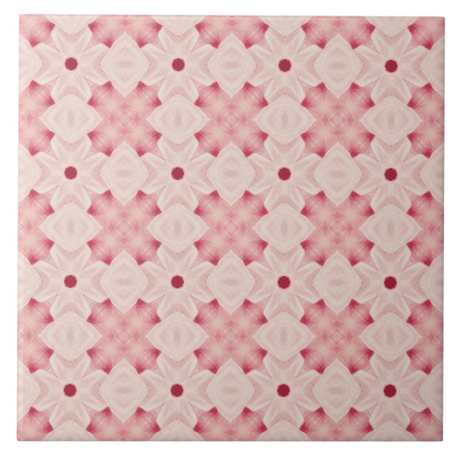 Vibrant Pink Geometric  Mediteranean Inspired Tile (Front)