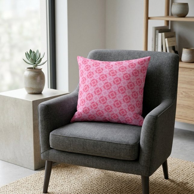 Vibrant Pink Geometric Tessellation Pattern Throw Pillow (Creator Uploaded)