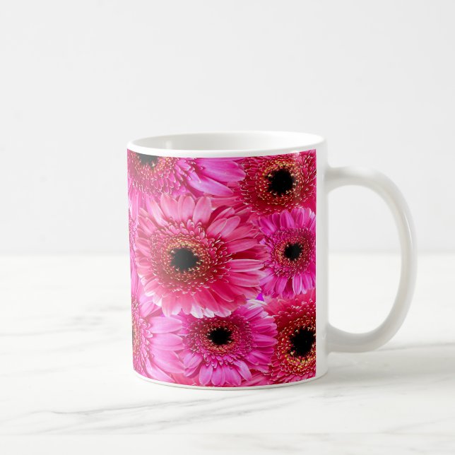 Vibrant Pink Gerbera Daisy Pattern Mug | Bold Flor (Right)
