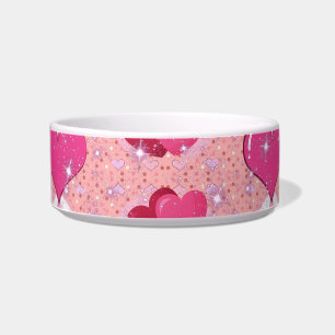 Vibrant Pink Glitter Hearts Design Bowl