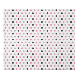 Vibrant Pink Grey and White Polka Dots Duvet Cover