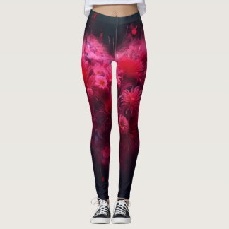 Vibrant Pink Heart Burst Leggings