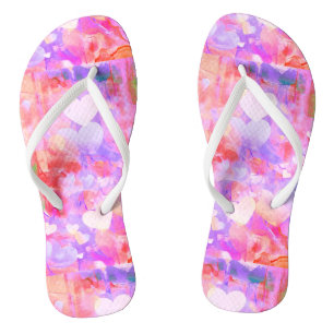 Vibrant Pink Hearted  Pair of Flip Flops
