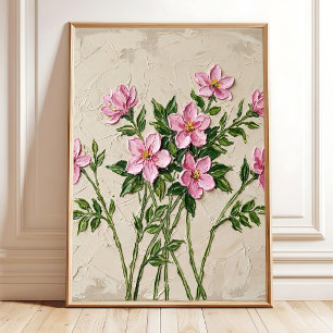 Vibrant Pink Jasmine Minimalist Wall Art