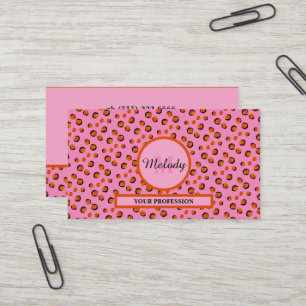 vibrant pink  Leopard Animal Print Monogram  Business Card
