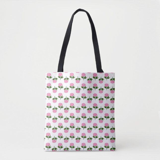 Vibrant Pink Lily-Pily Floral Pattern Design Tote Bag (Front)