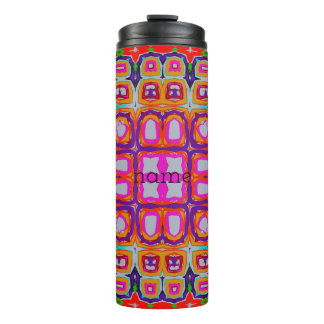 Vibrant Pink Orange Abstract Kaleidoscope Pattern Thermal Tumbler