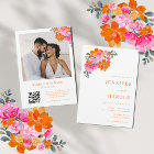 Vibrant Pink & Orange Floral Garden Photo Wedding