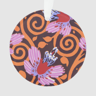 Vibrant Pink & Orange Swirl Art Deco Flower Ornament