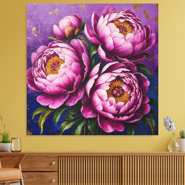 Vibrant Pink Peonies Canvas Print (Insitu(LivingRoom))