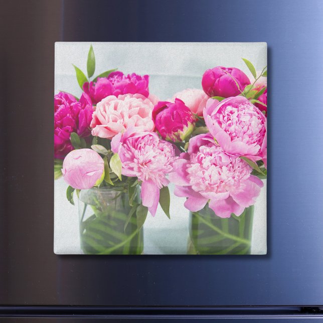 Vibrant Pink Peonies Oil Painted Effect Magnet (Creator Uploaded)