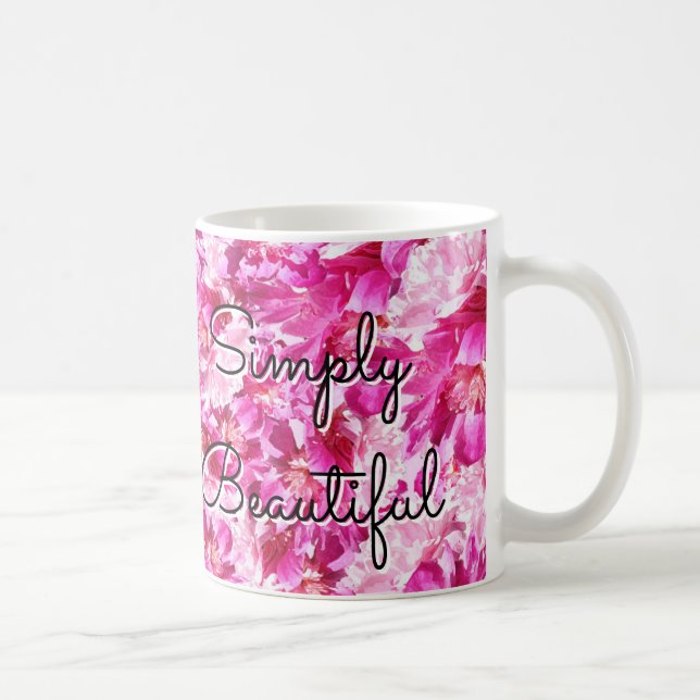 Vibrant Pink Peony Floral Classic Mug (Right)