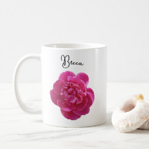 Vibrant Pink Peony Flower Personalized Mug