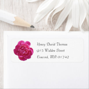 Vibrant Pink Peony Flower Return Address Label