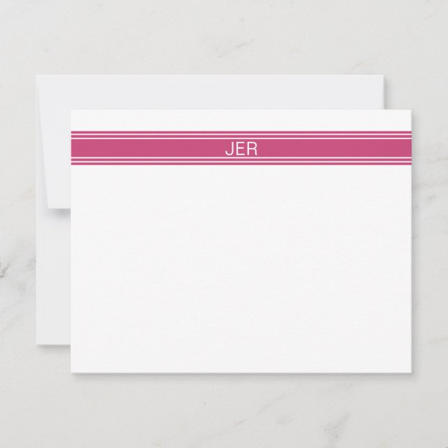 Vibrant Pink Personalized Monogram Name Initials Card (Front)