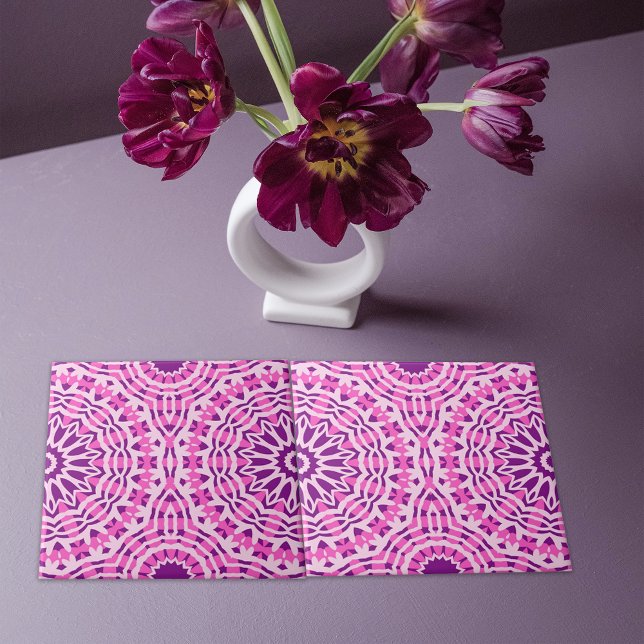 Vibrant Pink Purple and White Moroccan Pattern  Tile (Creator Uploaded)