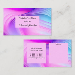 Vibrant pink purple blue swirls mom to calling card