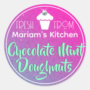 Vibrant Pink Purple Ombre Cupcake Pastry Label