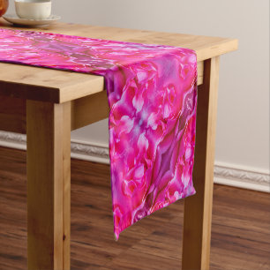 Vibrant pink rose petals M-size floral pattern Short Table Runner