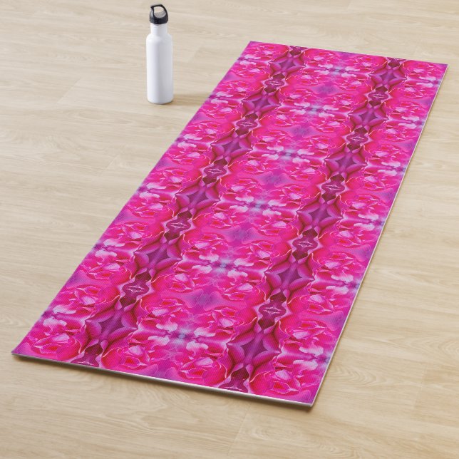 Vibrant pink rose petals M-size floral pattern Yoga Mat (In Situ)