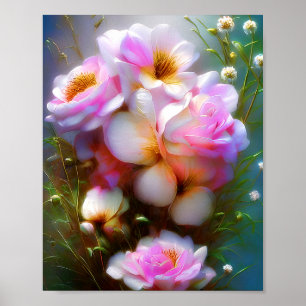 Vibrant pink roses poster