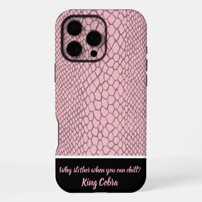 Vibrant pink snakeskin texture iPhone case (Back)