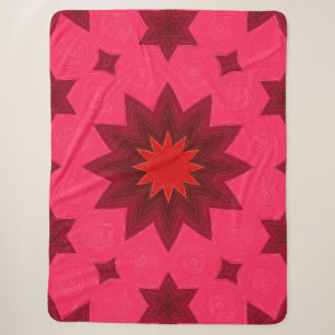 Vibrant Pink Starburst Kaleidoscope Sherpa Blanket