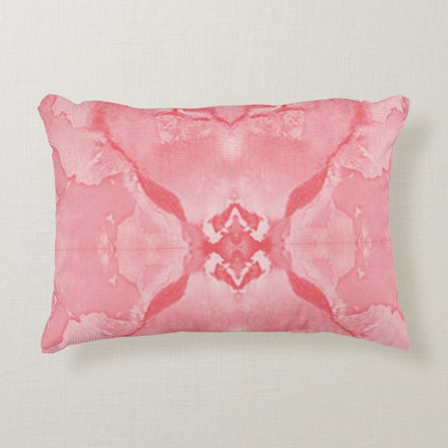 Vibrant pink textile design featuring intricate fl accent pillow (Front)