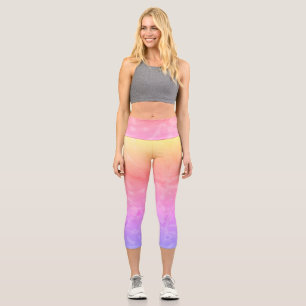 Vibrant Pink Tie Dye Pattern with Blue Green Accen Capri Leggings