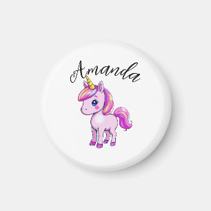 Vibrant Pink Unicorn Girl Name Magnet
